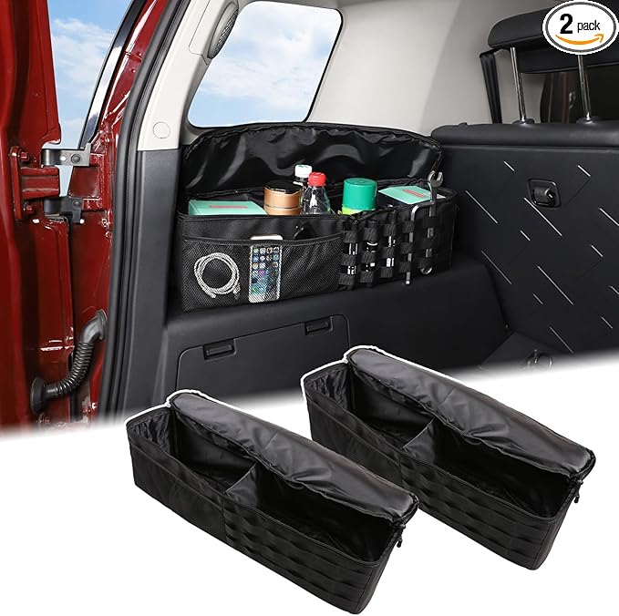 Aunginsy Car Trunk Organizer Compatible with Toyota FJ Cruiser 2007-2021+, 2PCS Left & Right Side Trunk Storage Bags Backseat Hanging Storage Multi-Compartment Oxford Cloth Space Saving Accessories