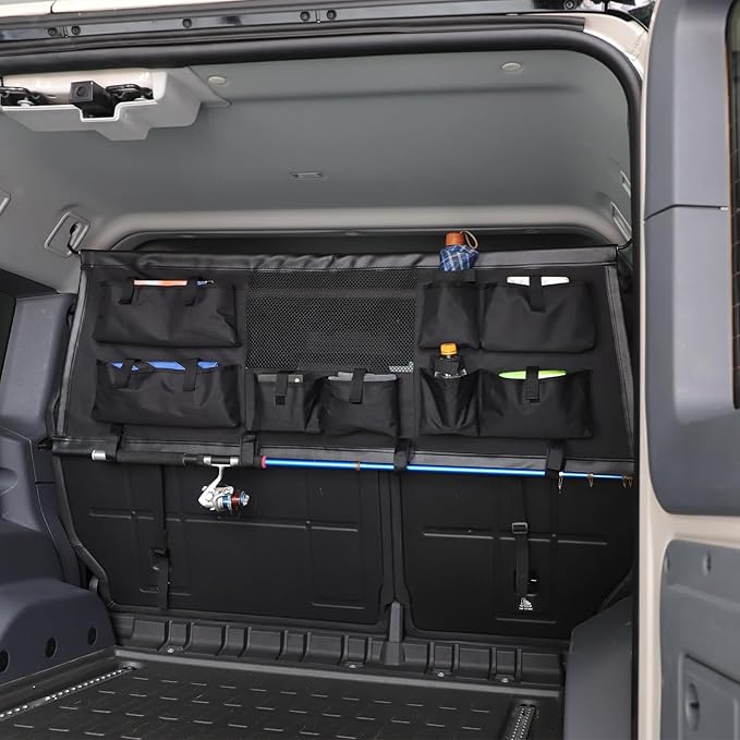 Universal Fit Pet Barrier Car Divider for Ineos Grenadier 2020-2025+ | Heavy-Duty Mesh Backseat & Trunk Dog Fence | Adjustable Vehicle Cargo Net for Travel Safety (Black(with Storage Bags))