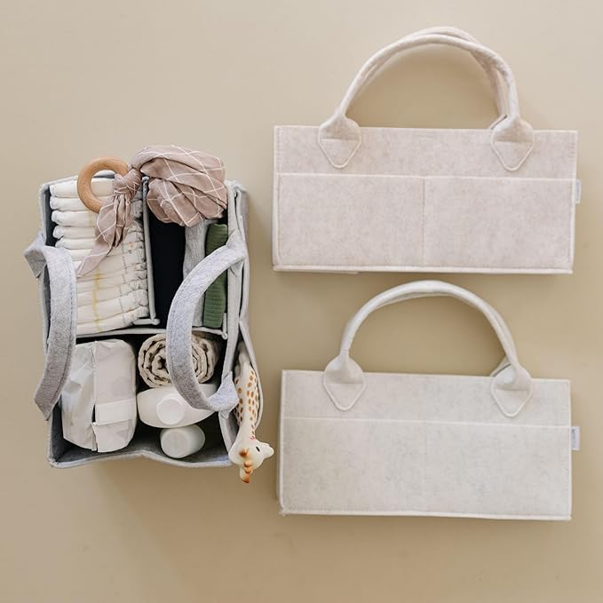 PUTSKA Baby Diaper Caddy Organizer - Nursery Storage Basket for Diaper Station, Baby Basket Shower List and Registry Gift Must-Haves, Newborn Essentials, Nursery Decor for Boy or Girl - Mocha, XL
