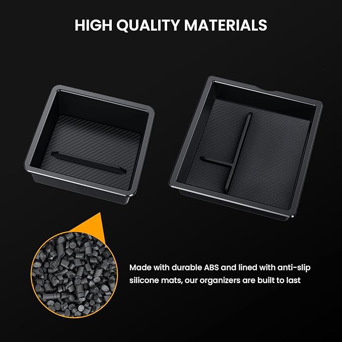 Center Console Organizer for Tesla Accessories: 3PCS Center Console Storage Hidden Box Armrest Tray for Tesla New Model 3 (2024-2026)/Model Y Juniper(2025-2026) with ABS PVC Easy Cleaning Anti-Slip
