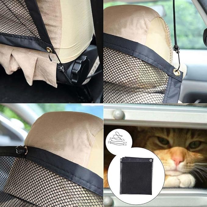 Pet net for car Dog car Fence Barrier Back seat Pet Barrier for Car Safety Net with Hooks and Straps 115 x 62 cm