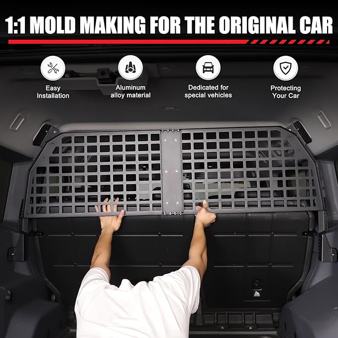 Dog Car Barrier & Trunk Cargo Rack Compatible with Ineos Grenadier 2020-2026, Travel Car Dog Barrier Net Partition Door Restraint Fence, Guard Blocks Access to Front Seats