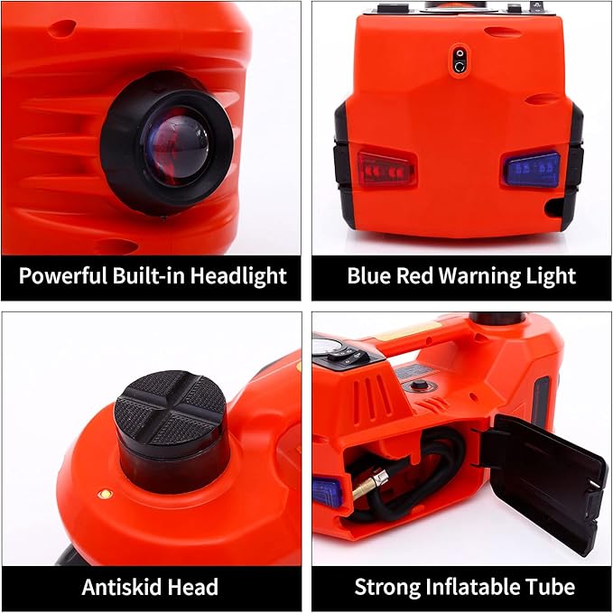 Trihelper Electric Car Jack 5 Ton 12V Floor Jack Hydraulic Jack Stand Car Lift Jack with Integrated Tire Pump for SUV Truck Sedan Vehicle Roadside Emergency Tire Change