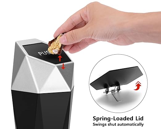 Ginsco Car Trash Can with Lid, Mini Car Cup Holder Trash Can, Car Garbage Can Car Accessories for Interior, Leakproof Small Car Trash Can, Mini Trash Can for Car, Home, Bedroom Office (Silver)