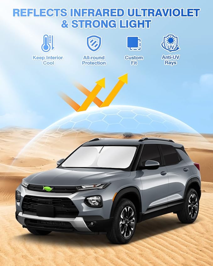 Canvcle Sunshade for 2021-2025 2026 Chevrolet/Chevy Trailblazer Windshield Sun Shade Side Rear Window Shade Cover Sun Visor Shield Privacy Protection Keep Vehicle Cool Black 6PCS
