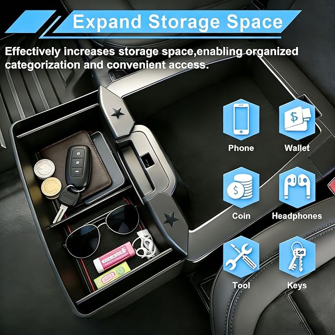 Floor Console Hanging Organizer with Divider for 2019-2026 Chevy Silverado/GMC Sierra 1500&2020-2026 Chevrolet Silverado/Sierra 2500HD 3500HD Jump Seat Accessories Fit Only Split-Bench Folding Seat