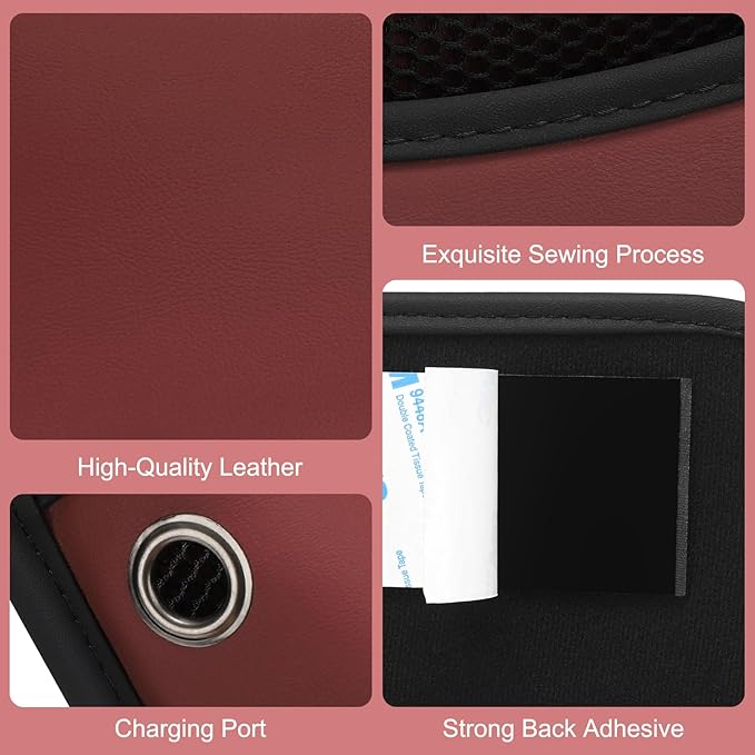 Accmor Universal Car Side Pocket Organizer, PU Leather Pouch for Car Seat, Door, Window, Console, Cards Trash Cell Phone Sunglasses Holder, Car Accessories, Red