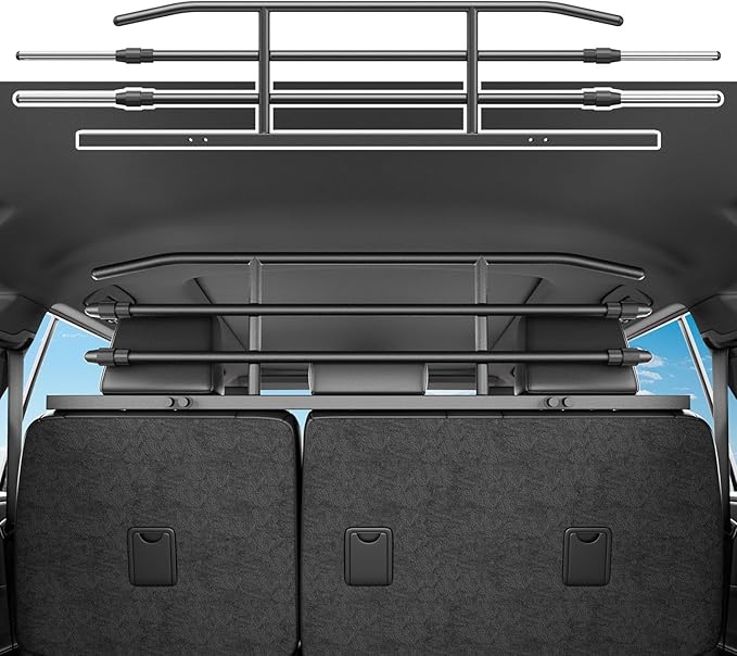 xipoqix Dog Car Barrier Compatible with 2025 2026 Toyota 4Runner Trunk Cargo Pet Barrier Carbon Steel Behind 2nd Row Pet Divider Gate Replacement for 2025 2026 Toyota 4Runner Accessories