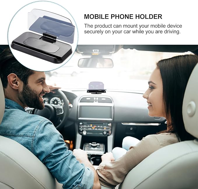 Car Head-up Display Phone Holder Mount Bracket, GPS Navigation Stand for Vehicles, Black Head-up Display Phone Cradle Compatible with Windshield and Dashboard Use