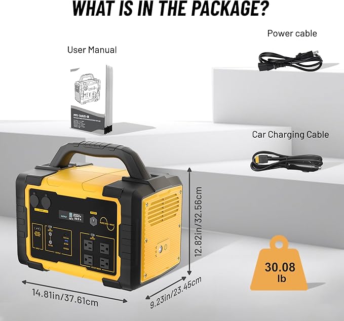 STARY LINE Portable Power Station 1800W Peak, 1024Wh Home Backup Battery for Camping & Emergency – ETL Listed, yellow