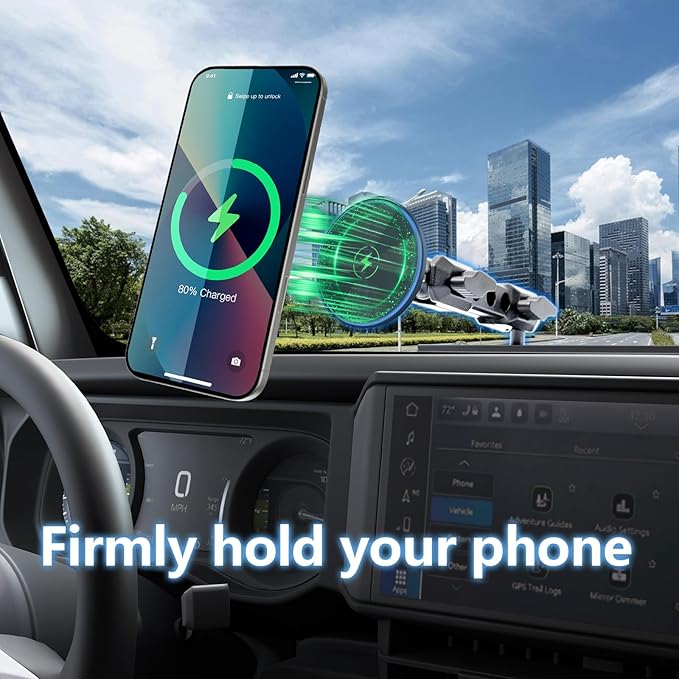 for JEEP 2024+ Wrangler JL JLU JT 4XE Phone Charger Mount - Wireless Charging Phone Holder for JEEP Wrangler Gladiator 2/4 Door Accessories, with the Strongest Magnets (NOT for 1945-2023 JL JT)