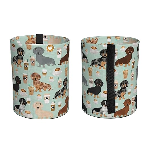 Cute Colored Coffee Dachshund Car Trash Can Leak Proof Hanging Waterproof Garbage Can Multipurpose Trash Bin for Car SUV Front Seat Headrest Collapsible and Portable Storage Pocket