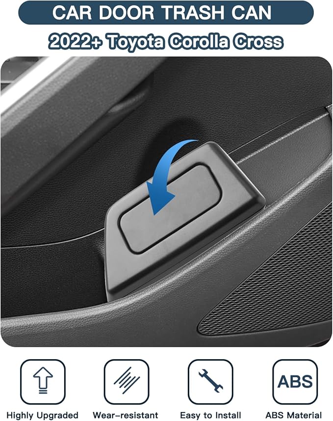 Ruiya Corolla Cross Door Trash Can for Toyota Corolla Cross Accessories Mini Car Trash Bin with Lid for Storage Plastic Garbage Can Compatible with 2022-2026 Toyota Corolla Cross