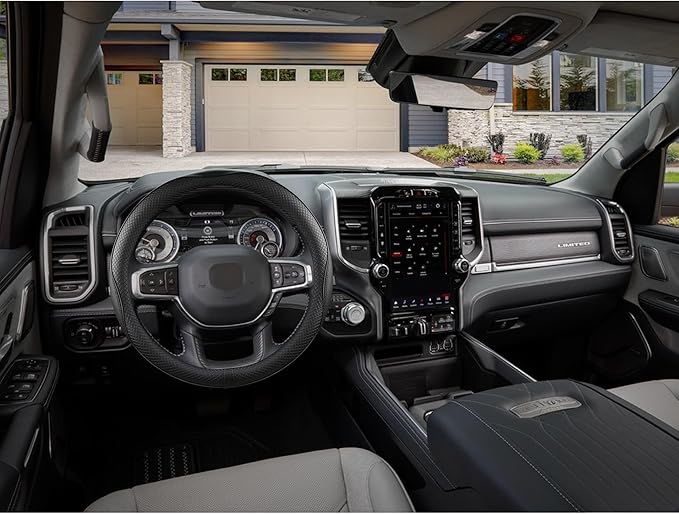 West Llama Customized Auto Car Steering Wheel Cover for Dodge RAM 1500 2500 3500, 15.5-16 inch (Black-Large Size)