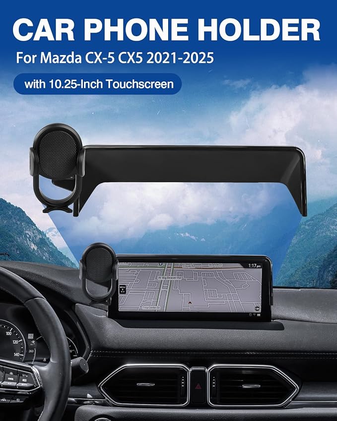 Autorder Car Phone Holder for 2021-2025 Mazda CX-5 CX5 Accessories Phone Mount with Dash Organizer for CX5 with 10.25-Inch Screen Cell Phone Automobile Cradles Hands-Free 360 Degree Rotation
