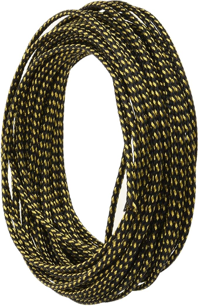 Aicosineg 32.81ft PET Flexible Braided Cable Sleeve 0.12inch Width Wire Loom Sleeving and Organizer Flexible Wire Mesh Sleeve Wrap Protector for TV Audio PC Cords from Pets Chewing Black and Gold