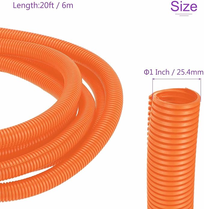 DMiotech 20ft Wire Loom Split Tubing 1 Inch(25.4mm) ID, Cord Protectors from Pet Flexible Conduit Cable Management for Office Home Garden, Orange