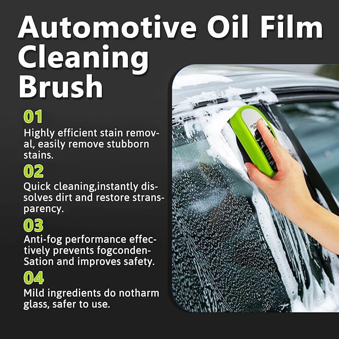 Automotive Oil Film Cleaning Brush for Car Windows, Glass Oil Film Remover for Car,2026 Upgrade 2.0 Cleaning Doard, 150ml Universal clear vision windshield cleaner ，Prevents Rain and Fog