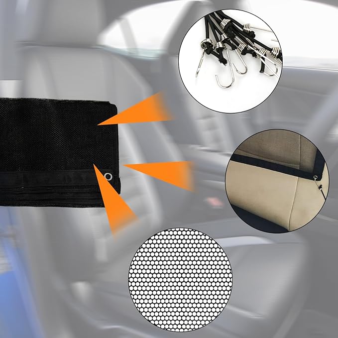 Car Pet Protection Net, 45.3in x 24.4in Mesh Obstacle Car Dog Barrier Net with Adjusting Rope and Hook, for Most Car SUV Pickup, Trucks and Vans