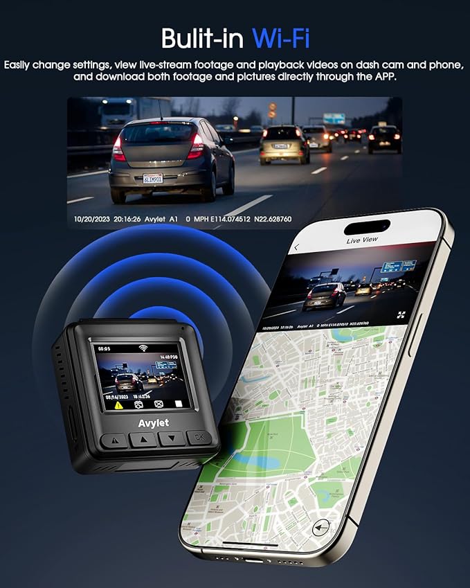 2K Dash Cam with 32 GB Card, 1.5'' IPS Screen, External GPS, WiFi Dash Camera for Cars, Front Dashcams for Cars with APP, WDR, Night Vision, 24 Hours Parking Monitor, G-Sensor, Loop Recording