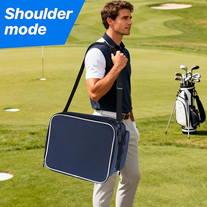 Golf Trunk Organizer, 3 Layer Golf Accessories for Men, 2 Pair Shoes Separate Ventilated Compartment Golf Organizer for Car, Balls, Clothes, Gloves, Accessories Golf Gifts (Add shoulder straps)