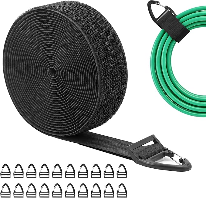 Extension Cord Holder Organizer, Cut to Length 1.5inch Heavy Duty Storage Straps, Tool Hanger for Garage Organizers and Storage, Hook and Loop Straps with Triangular Buckle(20Pack-32Ft)