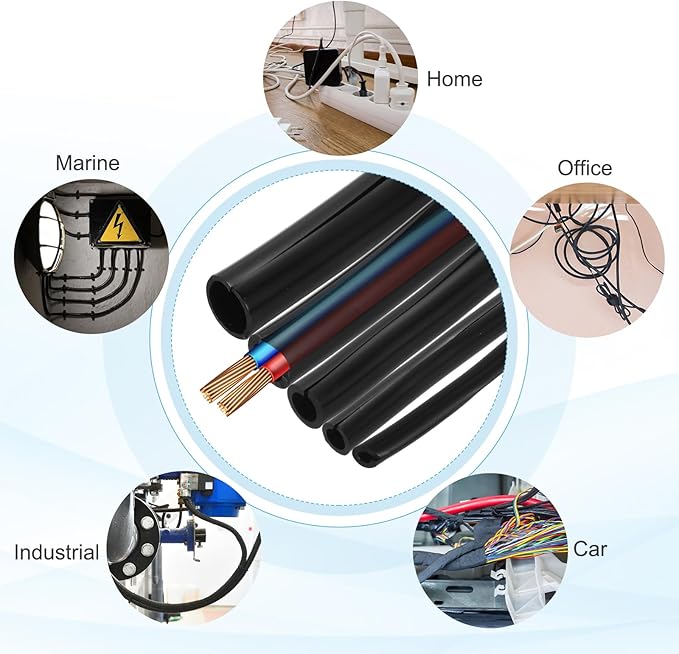 MECCANIXITY 3 m Split Silicone Cable Sleeve Tubing, ID 12mm Black Split Silicone Tube Cord Organizer Wire Shielding Sheathing Wrap for USB Charge Power Cord Audio Video Cable