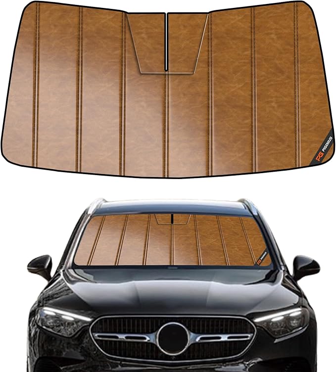 Pigenius Windshield Sunshade for Mercedes-Benz GLE/GLS SUV 2020-2026, Custom Front Window Sun Shade - Leather