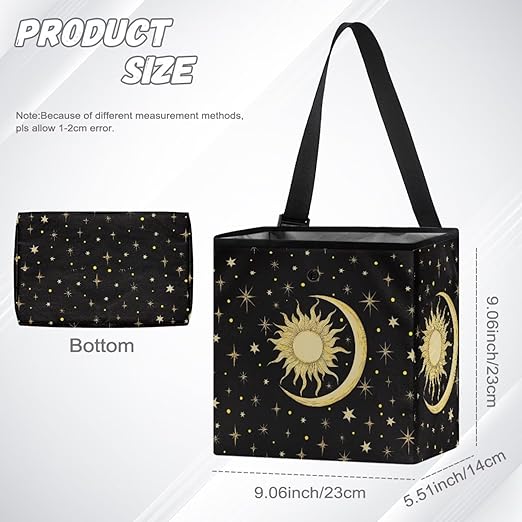 Car Trash Bag Hanging, Sun Moon Stars Pattern Garbage Bag and Water Resistant Trash Can for Car, Leakproof Trash Can for SUV Truck Car Accessories(Black)