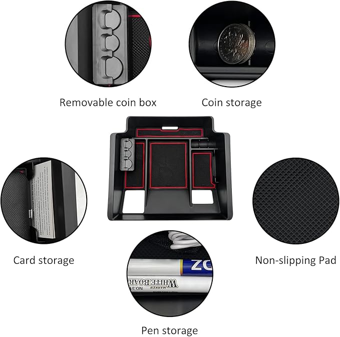 JOJOMARK Center Console Organizer Tray fits for 2022-2025 GMC Sierra/Chevy Silverado 1500 Accessories,2024-2025 Silverado/Sierra 2500HD 3500HD (Wireless Charging With Full Console w/Bucket Seats Only)