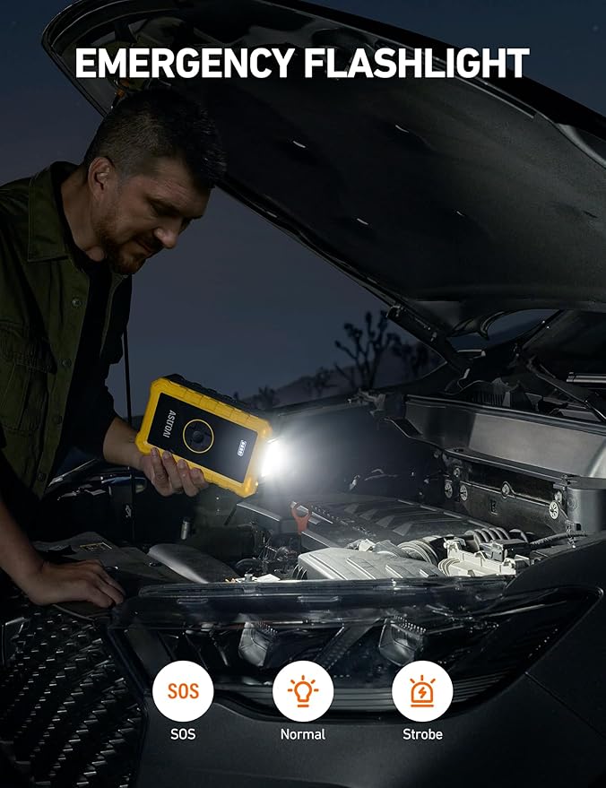 AstroAI S8 Air Jump Starter with Air Compressor,3000A Peak Car Battery Jump Starter Portable (9.0 Gas/6.5L Diesel) with 150PSI Cordless Auto-Shutoff Tire Inflator, 12V Battery Charger Booster(Yellow)
