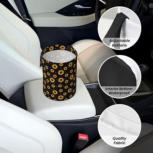 Car Trash Bag Cute Floral Hanging Back of Seat Car Portable Trash Bag Cute Floral Waterproof One-Handed Portable Strap Drawstring Garbage Bags 2 Pieces Car Coasters