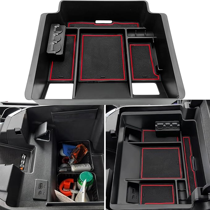JOJOMARK Center Console Organizer Tray fits for 2022-2025 GMC Sierra/Chevy Silverado 1500 Accessories,2024-2025 Silverado/Sierra 2500HD 3500HD (Wireless Charging With Full Console w/Bucket Seats Only)
