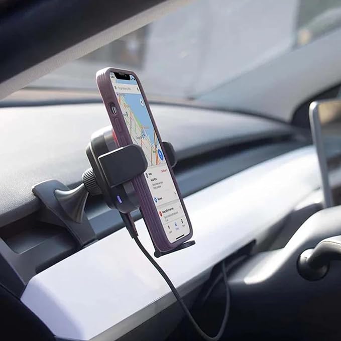 Wireless Car Charger - Mini Grip Cradle Version 2.0-15W Fast Charging - 360 Degree Rotation Compatible with Samsung Galaxy S24, S24 Ultra, iPhone 16, 16 Pro, 15, 15 Pro, Pro Max Phone Holder
