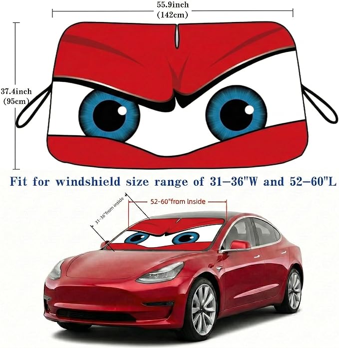 eygeufg Windshield Shade, Car Sun Shade for Front Windshield (Grey, Tesla Model Y/3)