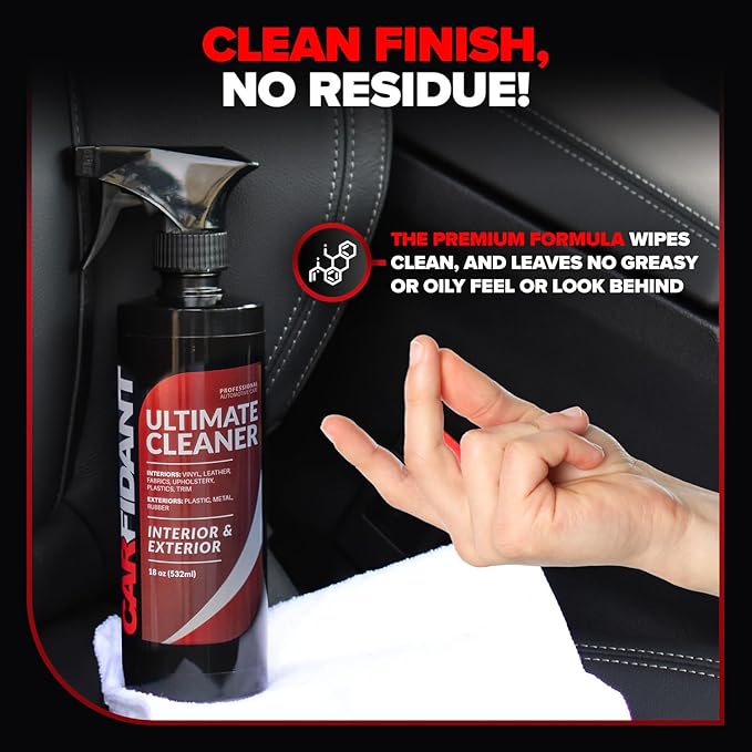 Carfidant Interior Cleaner – Removes Stains & Deep Cleans Car Seats, Leather, Fabric, Upholstery, Plastic, Dashboard & More – Car Cleaning Kit & Interior Detailer Spray – 128oz