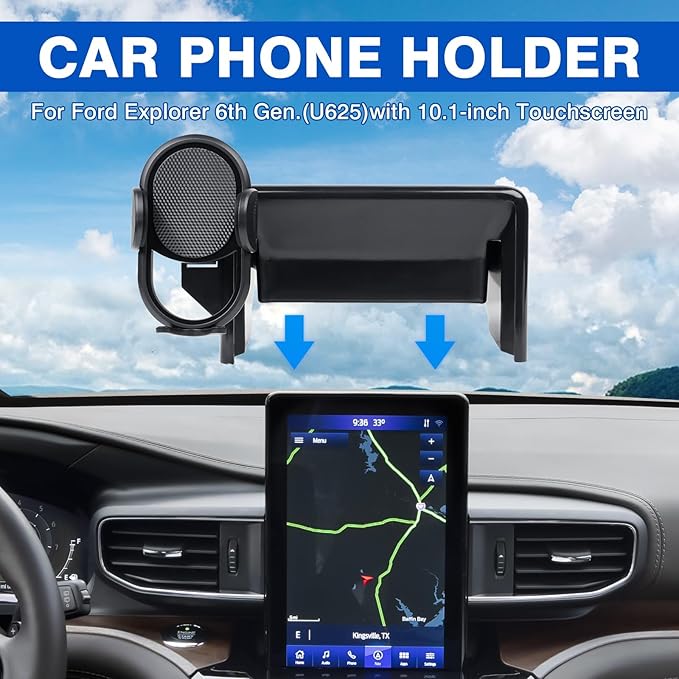 Autorder Car Phone Holder for Ford Explorer 2020-2024 Accessories 10.1-Inch Cell Phone Mount with Dash Organizer Hands-Free 360 Degree Rotation