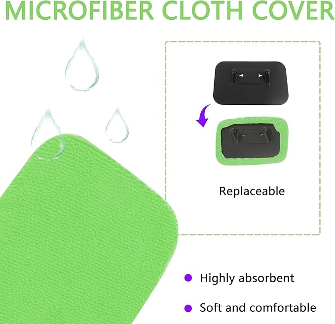 OFBAND Car Window Cleaner Tool Kit,Microfiber Car Windshield Cleaner Inside with 4PCS Soft Reusable Cloth Cover,Universal Removable Car Glass Cleaner Tool Kit Car Cleaning Tools