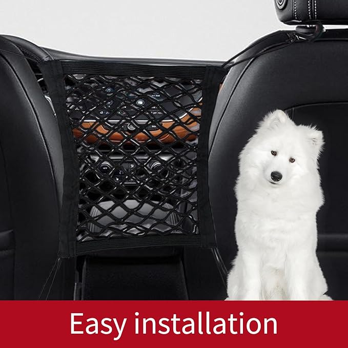 Black Car Pet Barrier Net, Double Layer Design, Universal Car Seat Divider for Most Cars, SUVs, Trucks