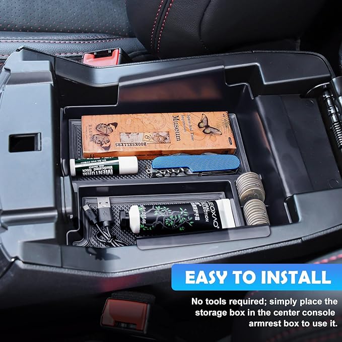 EDBETOS Center Console Organizer Compatible with Ford Explorer 2012-2016 2017 2018 2019 Accessories Armrest Storage Box Interior Pallet Secondary Insert Tray, Front Console Tray, ABS Black