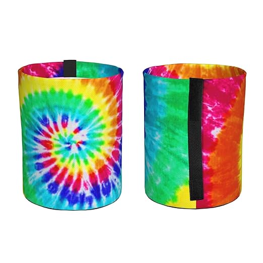 Colorful Tie Dye Car Trash Can Leak Proof Hanging Waterproof Garbage Can Multipurpose Trash Bin for Car SUV Front Seat Headrest Collapsible and Portable Storage Pocket