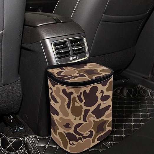 Duck Hunter Camo Car Garbage Can Organizers Storage Bag Bin Fit Most Vehicle Waste Basket Automobile Trash Bin Auto Accessories