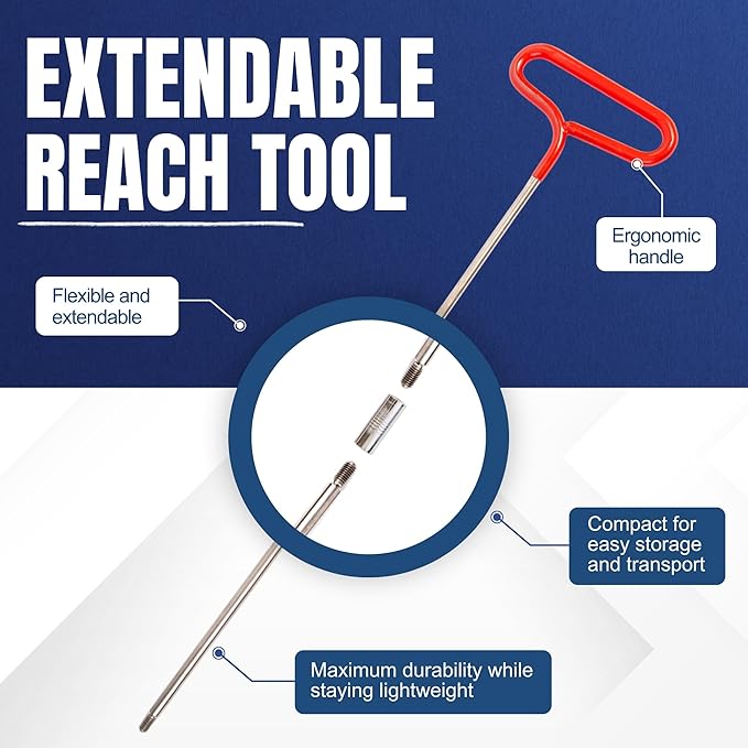 ReadyCore's Car Tool Kit, Stainless Steel Assorted 5th Wheel Pin Puller, Long Distance Hook Tool, Pull Hook J-Hook