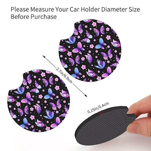 Car Trash Bag Butterfly Purple Hanging Back of Seat Car Portable Trash Bag Butterfly Purple Waterproof One-Handed Portable Strap Drawstring Garbage Bags 2 Pieces Car Coasters