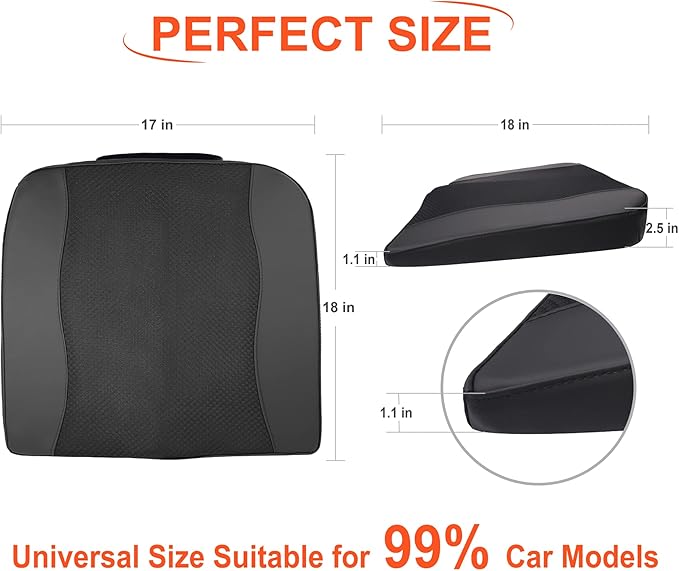 Lofty Aim Car Seat Cushion, Comfort Memory Foam Car Cushions for Driving - Sciatica & Lower Back Pain Relief, Driver Seat Pillow for Auto, Office Chair, Wheelchair - Black