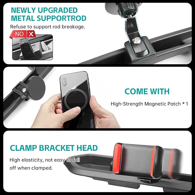 Magnetic Dash Phone Mount for 2021-2023 Jeep Wrangler JL 4xe Accessories Multi-Mount Phone Holder Dashboard Storage Tray with Extra Clip Bracket, Not for Gladiator/Wrangler 4X4