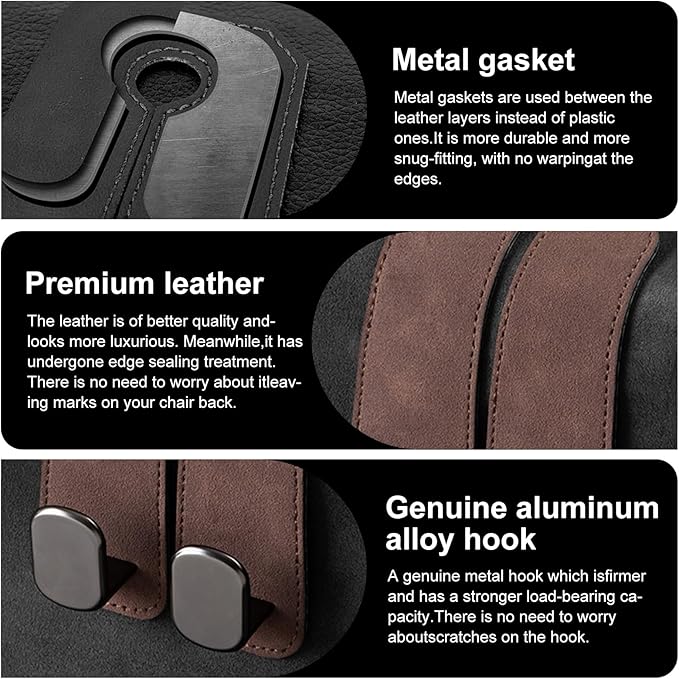 Car Purse Hook Purse Hook for Car Seats Headrest Car Seat Hooks,Heavy Duty Vehicle Organizer for Handbags, Groceries, Purses, Keep Car Tidy (Brown, 2 Pack)