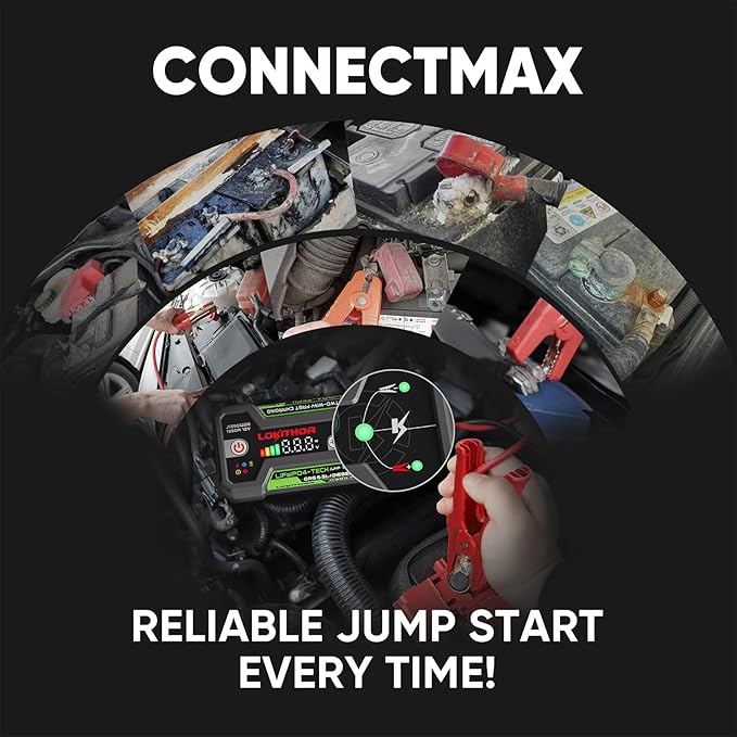 LOKITHOR J1350 PRO Jump Starter with ConnectMax, 1350 Amp LiFePO4 Jump Box for 6.5L Gas and 3.5L Diesel Engines, Car Jumper Starter Portable with 30W Two-Way Fast Charging and More 2000 Cycle Life