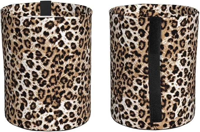 Car Trash Can Leopard Pattern Multipurpose Collapsible Leakproof Trash Bin Car Accessories for Car Automotive Truck SUV