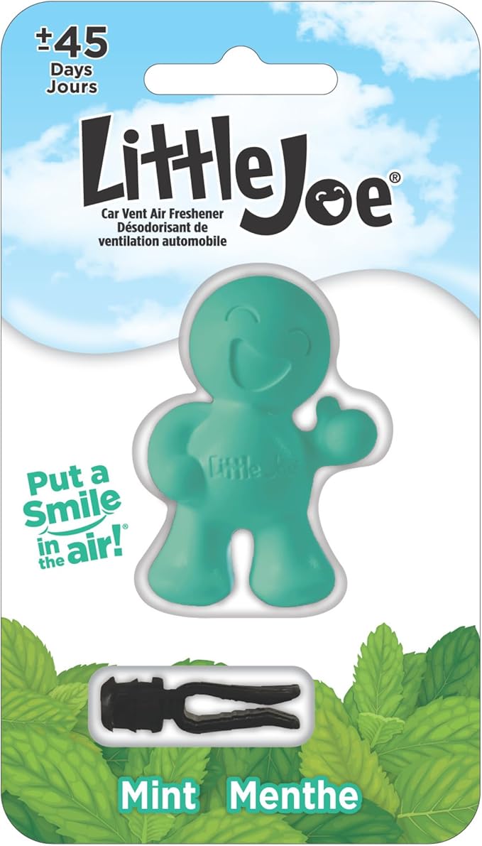 Little Joe 96406 Fresh Mint Scent Car Air Freshener Vent Clip, Fights Odors for up to 45 Days, Long-Lasting Freshness, Cute Car Odor Eliminator, Pack of 1
